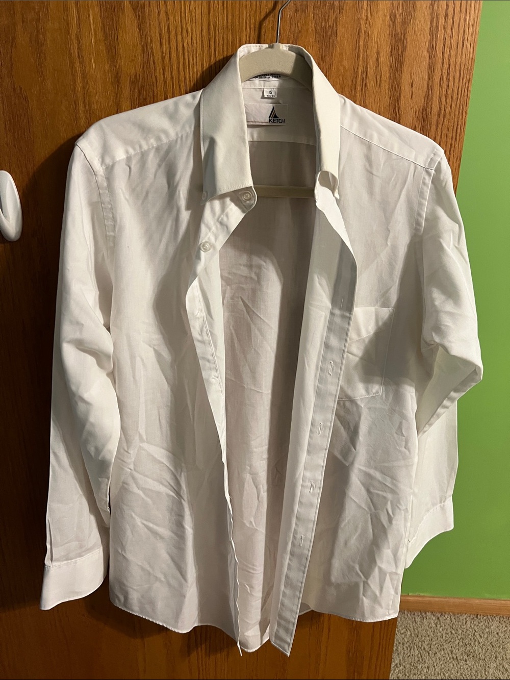 White Men's Button-Up Dress Shirt ketch 15 32-33